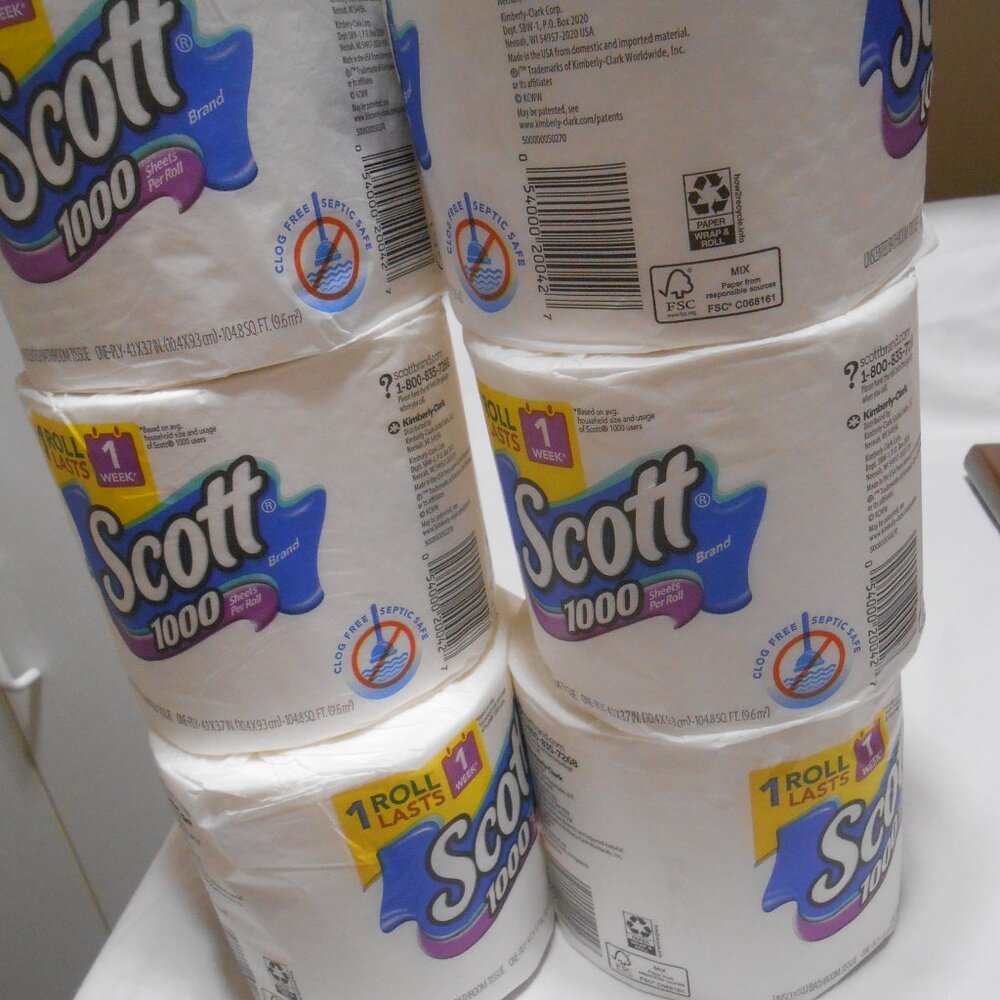Lot 6 New Scott toliet Paper Rolls Clog Free Septic Safe 1000 sheets 4 campers